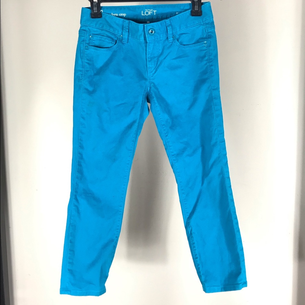 Ann Taylor Loft Teal Blue Modern Crop Pants Sz 24